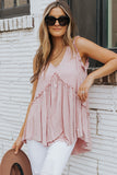 Foil Frill Trim Sleeveless Top- ONLINE ONLY 2-10 DAY SHIPPING