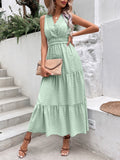 Swiss Dot Tie Back Tiered Sleeveless Dress- ONLINE ONLY 2-10 DAY SHIPPING