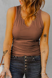 Notched Neck Ribbed Tank Top- ONLINE ONLY- 2-7 DAY SHIPPING