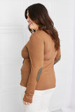 Acting Pro Full Size Elbow Patch Round Neck Top- ONLINE ONLY 2-10 DAY SHIPPING