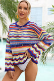 Multicolored Stripe Round Neck Cover-Up- ONLINE ONLY 2-10 DAY SHIPPING