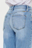 Kancan High Waist Raw Hem Straight Jeans- ONLINE ONLY