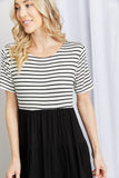Heimish Full Size Two-Tone Short Sleeve Spliced Dress- ONLINE ONLY 2-10 DAY SHIPPING