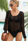 Openwork Scoop Neck Long Sleeve Cover-Up- ONLINE ONLY 2-10 DAY SHIPPING