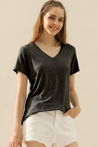 Ninexis Full Size V-Neck Short Sleeve T-Shirt - ONLINE ONLY