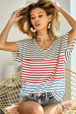 BiBi Striped Round Neck Short Sleeve T-Shirt - ONLINE ONLY