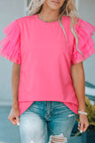 Layered Mesh Sleeve Round Neck Tee- ONLINE ONLY 2-10 DAY SHIPPING