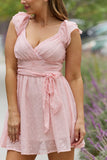 White Birch Full Size Short Sleeve Lace Woven Mini Dress - ONLINE ONLY 2-7 DAY SHIPPING