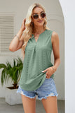 Notched Neck Curved Hem Eyelet Tank- ONLINE ONLY 2-10 DAY SHIPPING
