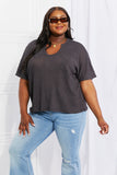 Zenana Full Size Spring It On Keyhole Jacquard Sweater in Gray - ONLINE ONLY 2-10 DAY SHIPPING