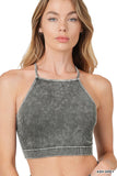 PLUS WASHED RIBBED SEAMLESS CROPPED CAMI TOP