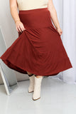 Zenana Full Size Wide Waistband Tiered Midi Skirt