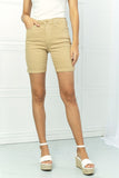 Judy Blue Mariana Full Size Midrise Khaki Cuffed Bermuda Shorts- ONLINE ONLY 2-10 DAY SHIPPING