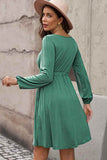 Plus Size Button Front Elastic Waist Long Sleeve Dress - ONLINE ONLY