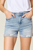 Judy Blue Full Size High Waist Rolled Denim Shorts - ONLINE ONLY