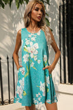 Printed Round Neck Sleeveless Dress with Pockets - ONLINE ONLY 2-7 DAY SHIP
