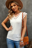 Lace Trim V-Neck Capped Sleeve Top- ONLINE ONLY 2-10 DAY SHIPPING