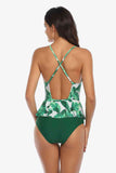 Printed Ruffled Halter Neck One-Piece Swimsuit
