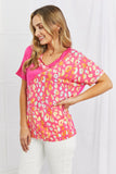 Celeste Wild Out Full Size Color Block V-Neck Top- ONLINE ONLY- 2-7 DAY SHIPPING