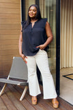 Zenana Full Size Ruffle Shoulder Notched Neck Blouse- ONLINE ONLY 2-10 DAY SHIPPING