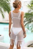 Fringe Hem Openwork Sleeveless Cover-Up Dress- ONLINE ONLY 2-10 DAY SHIPPING