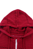 Zip-Up Raglan Sleeve Openwork Hooded Cardigan- ONLINE ONLY 2-10 DAY SHIPPING