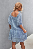 Swiss Dot Square Neck Half Balloon Sleeve Dress- ONLINE ONLY 2-10 DAY SHIPPING