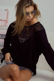 BiBi Lace Detail Ribbed Long Sleeve Top- ONLINE ONLY