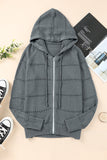 Zip-Up Raglan Sleeve Openwork Hooded Cardigan- ONLINE ONLY 2-10 DAY SHIPPING