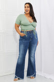Capella Back To Simple Full Size Ribbed Front Scrunched Top in Green - ONLINE ONLY 2-7 DAY SHIP