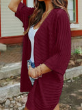 Striped Open Front Knit Cardigan