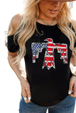 US Flag Bird Graphic Cold-Shoulder Tee- ONLINE ONLY- 2-7 DAY SHIPPING