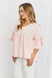 Celeste Look At Me Full Size Flowy Ruffle Sleeve Top in Pink- ONLINE ONLY- 2-7 DAY SHIPPING