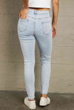 Baeful Ankle-Length Distressed Jeans with Pockets