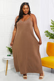 Zenana Full Size Beach Vibes Cami Maxi Dress in Mocha - ONLINE ONLY 2-10 DAY SHIPPING