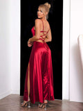 Spaghetti Strap Lace-Up Back Split Dress- ONLINE ONLY 2-10 DAY SHIPPING