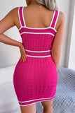 Contrast Trim Decorative Button Sleeveless Knit Dress- ONLINE ONLY 2-10 DAY SHIPPING