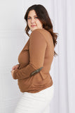 Acting Pro Full Size Elbow Patch Round Neck Top- ONLINE ONLY 2-10 DAY SHIPPING
