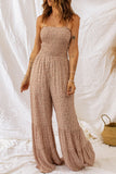 Floral Spaghetti Strap Smocked Wide Leg Jumpsuit - ONLINE ONLY 2-7 DAY SHIP