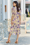 GeeGee Key To Love Puff Sleeve Floral Midi Dress in Yellow - ONLINE ONLY 2-10 DAY SHIPPING