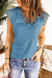 Lace Trim V-Neck Capped Sleeve Top- ONLINE ONLY 2-10 DAY SHIPPING