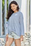 GeeGee Warm Me Up Full Size Front Knot Detail Long Sleeve Top- ONLINE ONLY 2-10 DAY SHIPPING