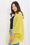 Melody Just Breathe Full Size Chiffon Kimono in Yellow - ONLINE ONLY 2-10 DAY SHIPPING