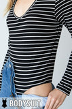 Black or White Striped Bodysuit - In Store