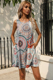 Printed Round Neck Sleeveless Dress with Pockets - ONLINE ONLY 2-7 DAY SHIP