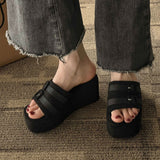 Open Toe Wedge Suede Sandals - ONLINE ONLY