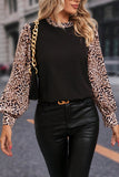 Leopard Mock Neck Lantern Sleeve Blouse - ONLINE ONLY