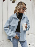 Dropped Shoulder Shacket with Pockets