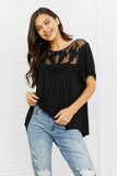 Culture Code Ready To Go Full Size Lace Embroidered Top in Black - ONLINE ONLY 2-10 DAY SHIPPING