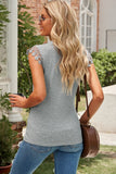 Lace Trim V-Neck Capped Sleeve Top- ONLINE ONLY 2-10 DAY SHIPPING